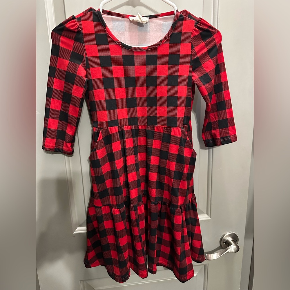 Emma & Elsa Size 8 Pullover Buffalo Check Dress With Pockets